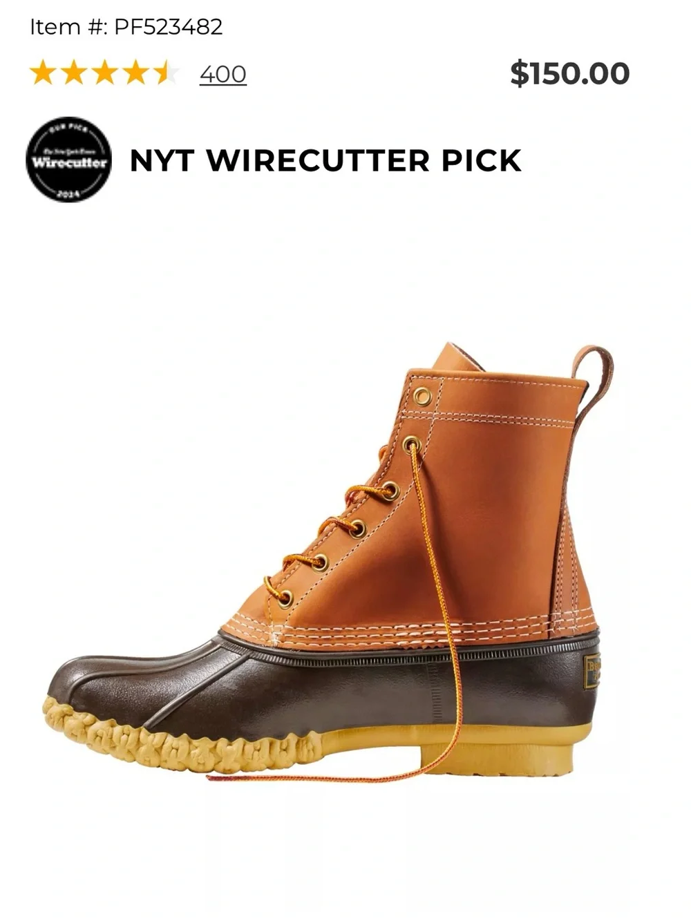 Women’s 7.5/ Men's 6 Two-Tone Duck Boot - Brown & Tan
